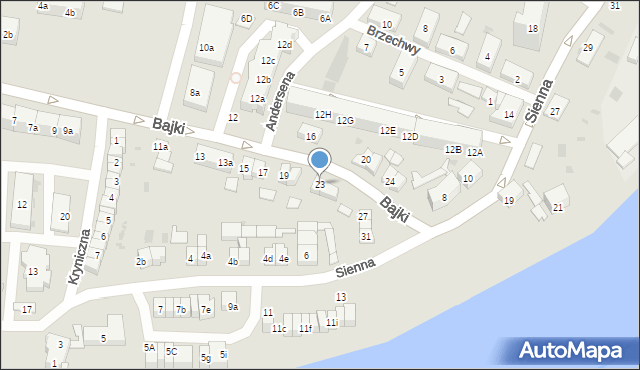 Gdańsk, Bajki, 23, mapa Gdańska