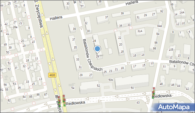 Gdynia, Batalionów Chłopskich, 24, mapa Gdyni