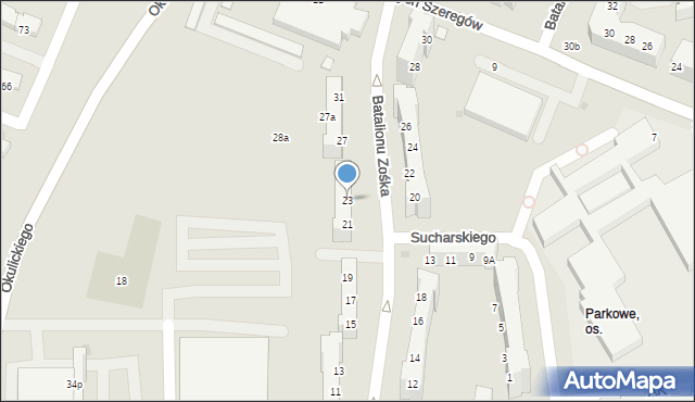 Gorzów Wielkopolski, Batalionu Zośka, 23, mapa Gorzów Wielkopolski