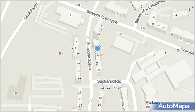 Gorzów Wielkopolski, Batalionu Zośka, 24, mapa Gorzów Wielkopolski