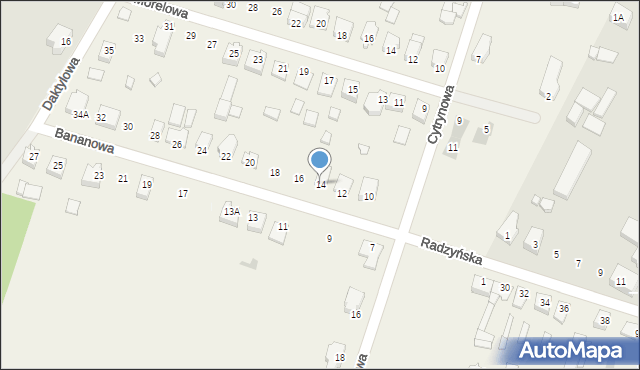 Grabianów, Bananowa, 14, mapa Grabianów