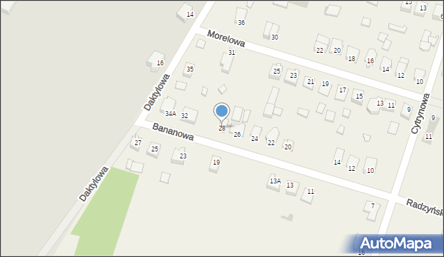 Grabianów, Bananowa, 28, mapa Grabianów