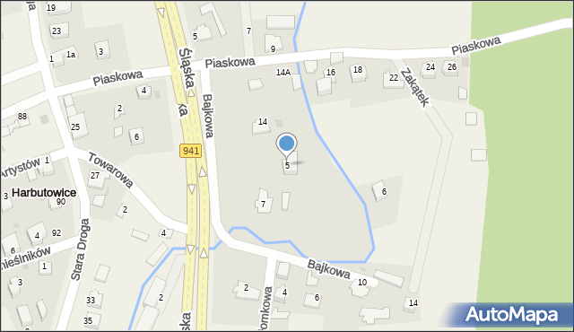 Harbutowice, Bajkowa, 5, mapa Harbutowice