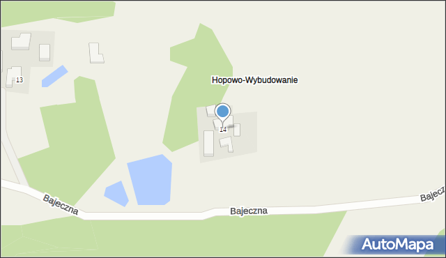 Hopowo, Bajeczna, 14, mapa Hopowo