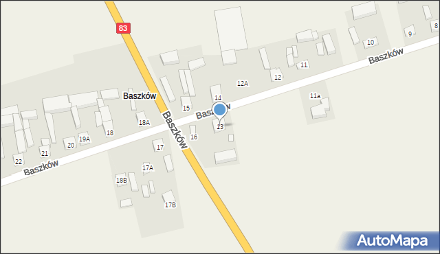 Jakubice, Baszków, 13, mapa Jakubice