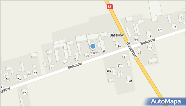 Jakubice, Baszków, 19A, mapa Jakubice