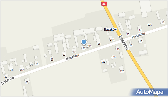 Jakubice, Baszków, 20, mapa Jakubice