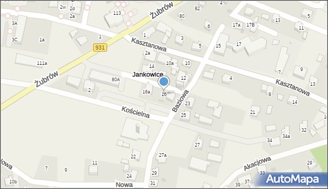 Jankowice, Baziowa, 16, mapa Jankowice