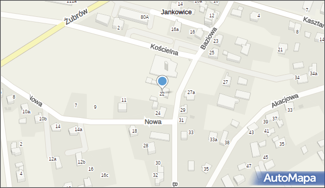 Jankowice, Baziowa, 22, mapa Jankowice