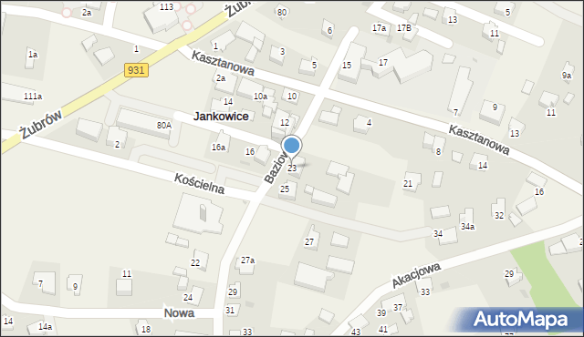 Jankowice, Baziowa, 23, mapa Jankowice