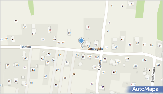 Jastrzębia, Barska, 71, mapa Jastrzębia