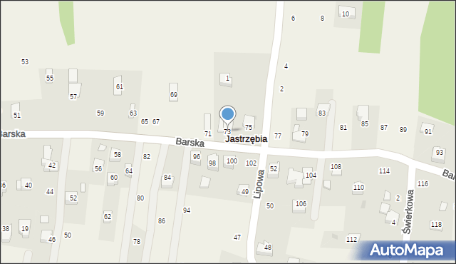 Jastrzębia, Barska, 73, mapa Jastrzębia