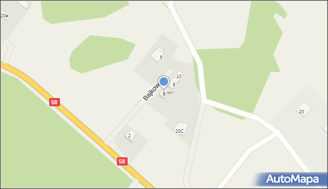 Jedwabno, Bajkowa, 6, mapa Jedwabno