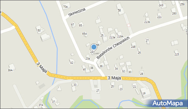 Jordanów, Batalionów Chłopskich, 24, mapa Jordanów