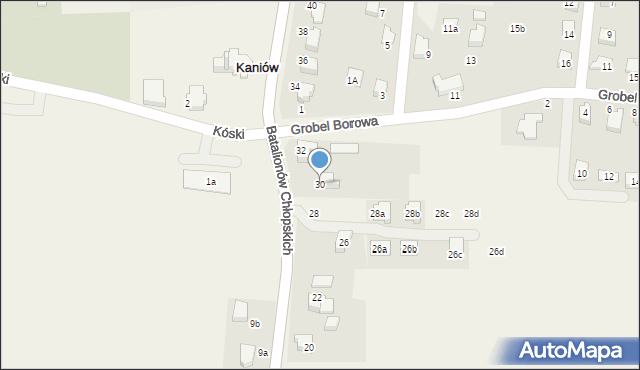 Kaniów, Batalionów Chłopskich, 30, mapa Kaniów