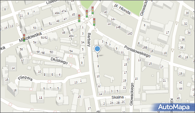 Katowice, Barbary, 6, mapa Katowic