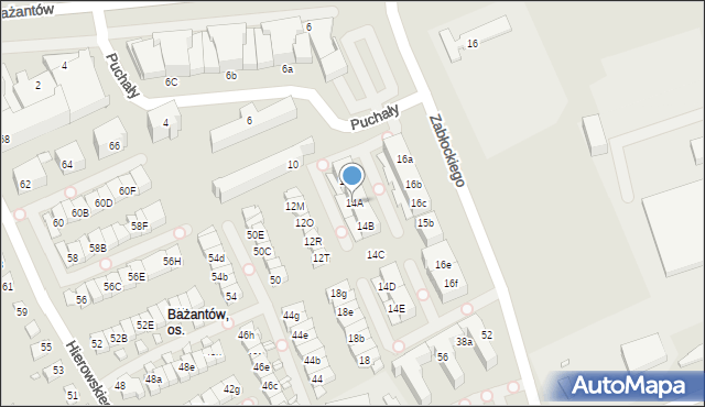 Katowice, Bażantów, 14A, mapa Katowic