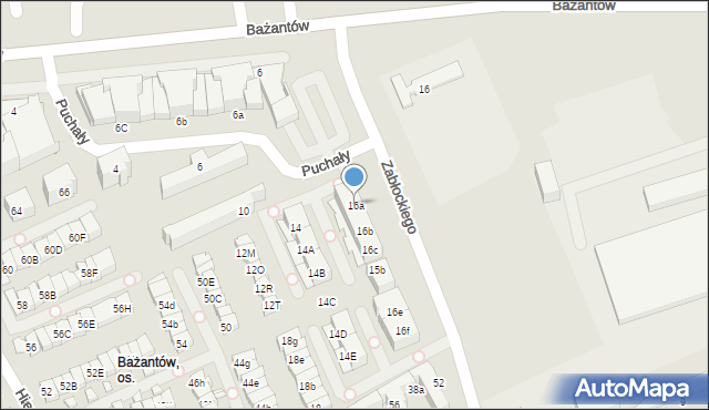 Katowice, Bażantów, 16a, mapa Katowic