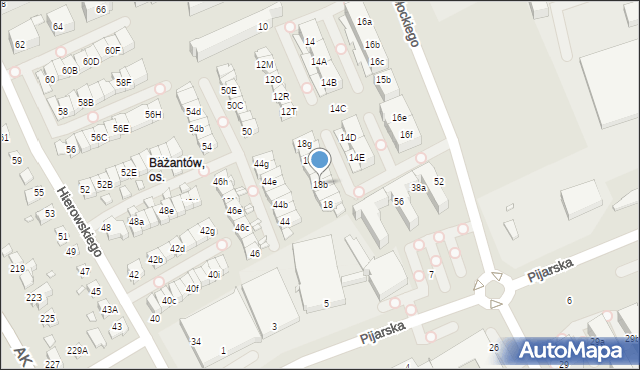 Katowice, Bażantów, 18b, mapa Katowic