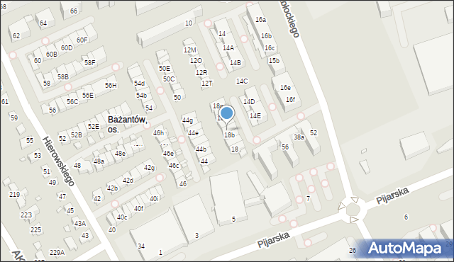 Katowice, Bażantów, 18c, mapa Katowic