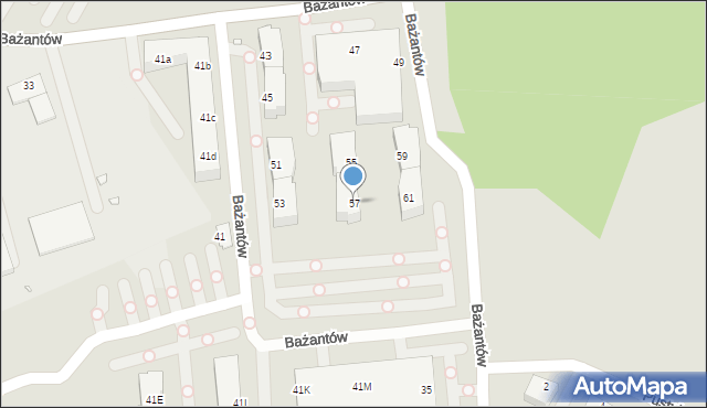 Katowice, Bażantów, 57, mapa Katowic
