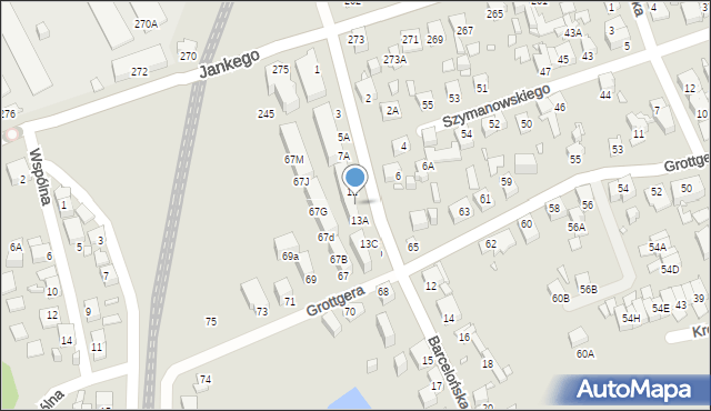 Katowice, Barcelońska, 11a, mapa Katowic