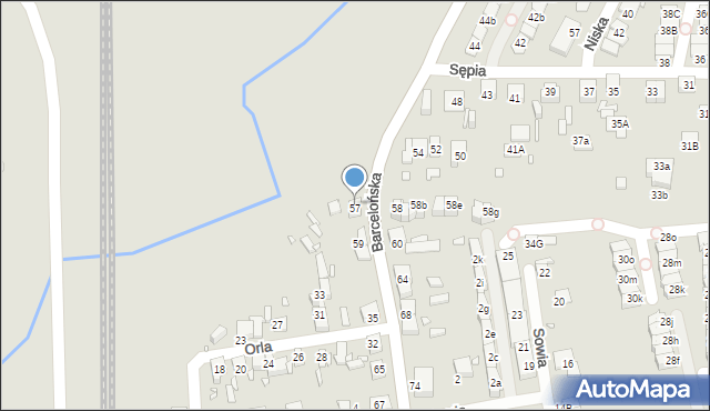 Katowice, Barcelońska, 57, mapa Katowic