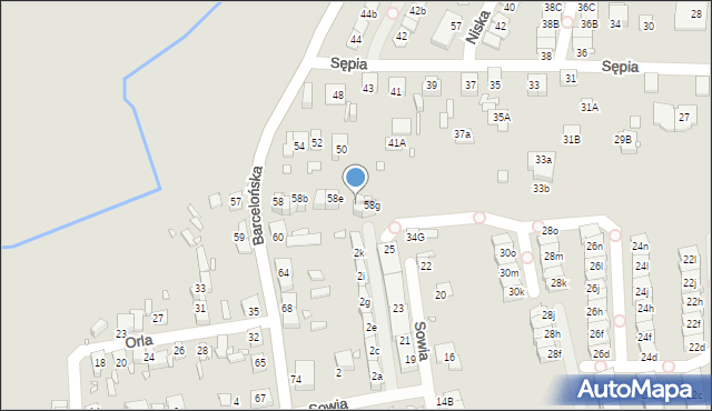 Katowice, Barcelońska, 58f, mapa Katowic