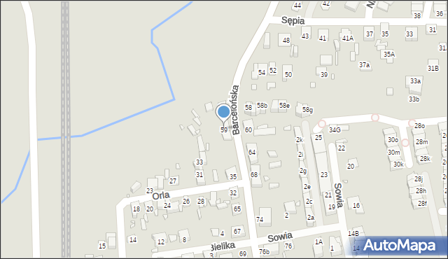 Katowice, Barcelońska, 59, mapa Katowic