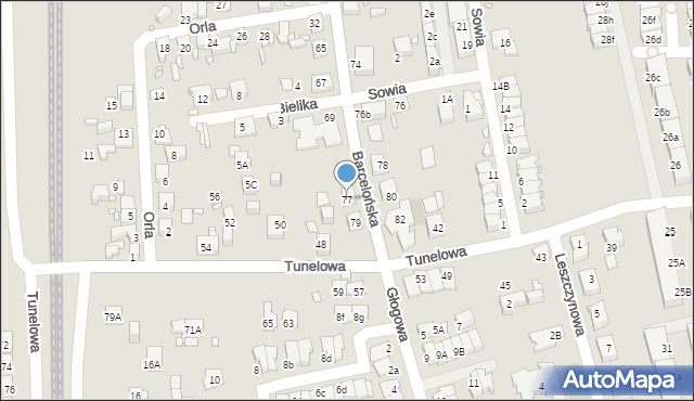 Katowice, Barcelońska, 77, mapa Katowic