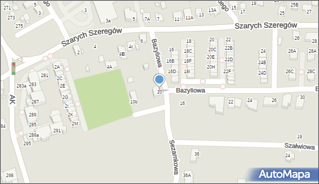 Katowice, Bazyliowa, 10, mapa Katowic