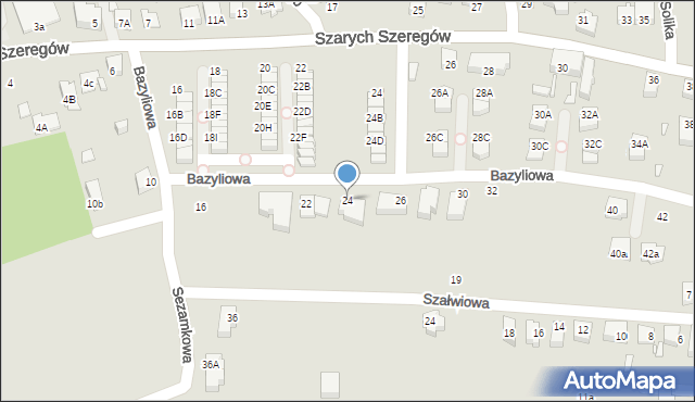 Katowice, Bazyliowa, 24, mapa Katowic