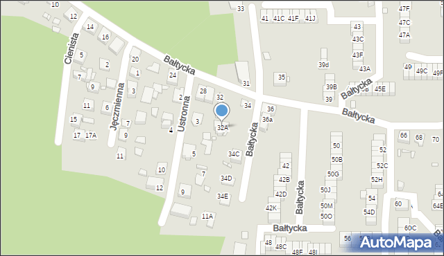 Katowice, Bałtycka, 32A, mapa Katowic