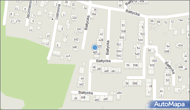 Katowice, Bałtycka, 42L, mapa Katowic