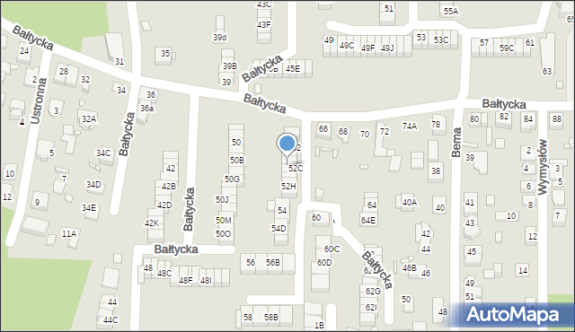 Katowice, Bałtycka, 52E, mapa Katowic