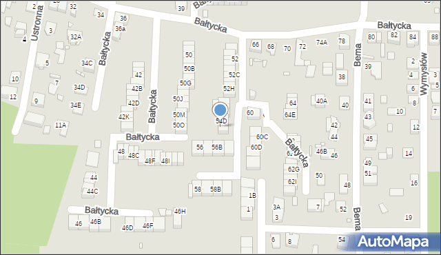 Katowice, Bałtycka, 54E, mapa Katowic