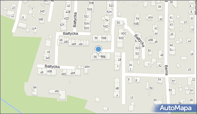 Katowice, Bałtycka, 58A, mapa Katowic