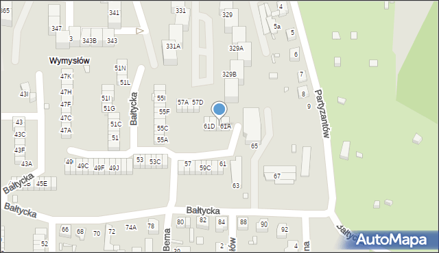 Katowice, Bałtycka, 61B, mapa Katowic