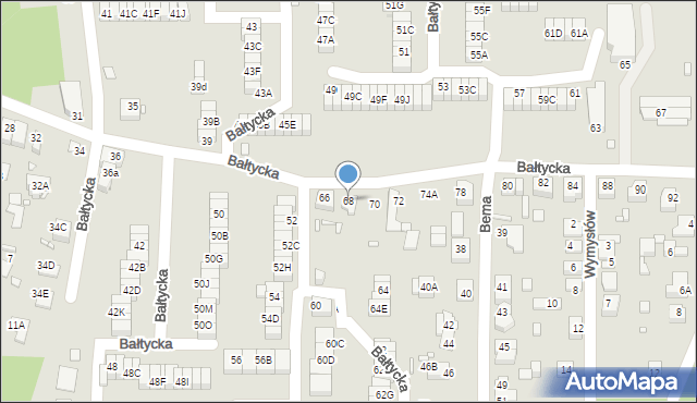 Katowice, Bałtycka, 68, mapa Katowic