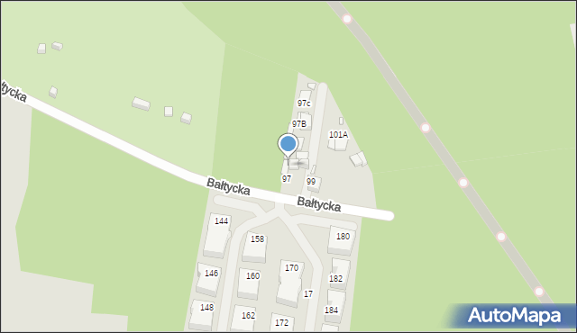 Katowice, Bałtycka, 97A, mapa Katowic