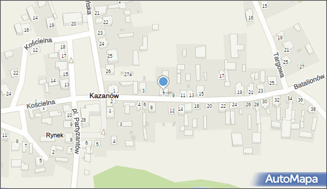 Kazanów, Batalionów Chłopskich, 7, mapa Kazanów