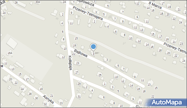 Kędzierzyn-Koźle, Bajkowa, 1, mapa Kędzierzyna-Koźle