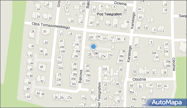 Kielce, Bąkowa, 25b, mapa Kielc