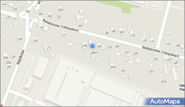 Kielce, Batalionów Chłopskich, 167, mapa Kielc