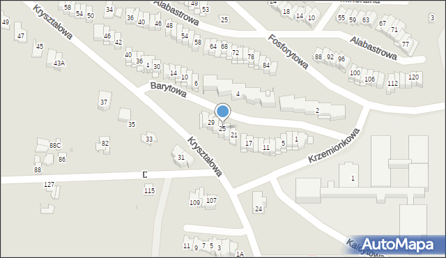 Kielce, Barytowa, 25, mapa Kielc