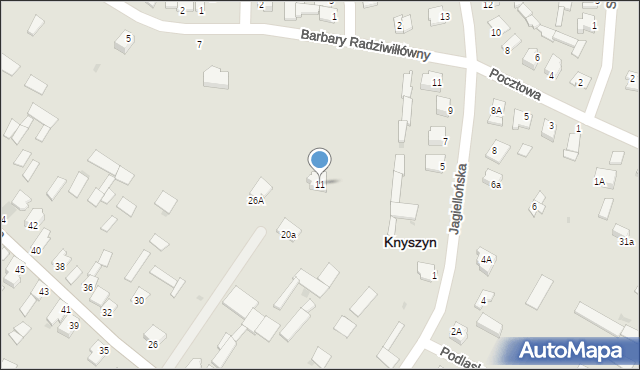 Knyszyn, Barbary Radziwiłłówny, 11, mapa Knyszyn