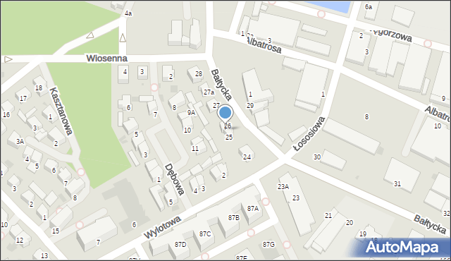 Kołobrzeg, Bałtycka, 25A, mapa Kołobrzegu