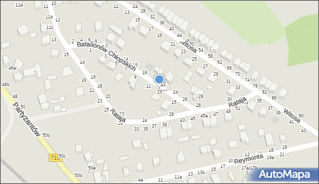 Koluszki, Batalionów Chłopskich, 13, mapa Koluszki