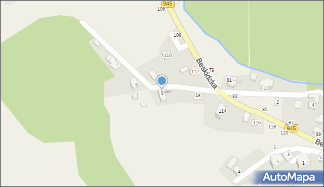 Korbielów, Baców, 1, mapa Korbielów