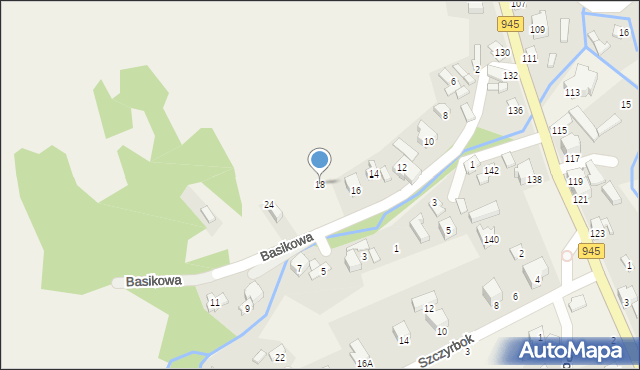 Korbielów, Basikowa, 18, mapa Korbielów